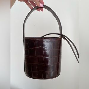 NWT STAUD BISSETT BUCKET BAG - BROWN CROC - NEVER WORN!
